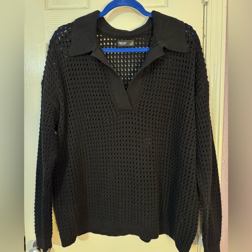 Simply Vera Vera Wang Black V-Neck Sweater